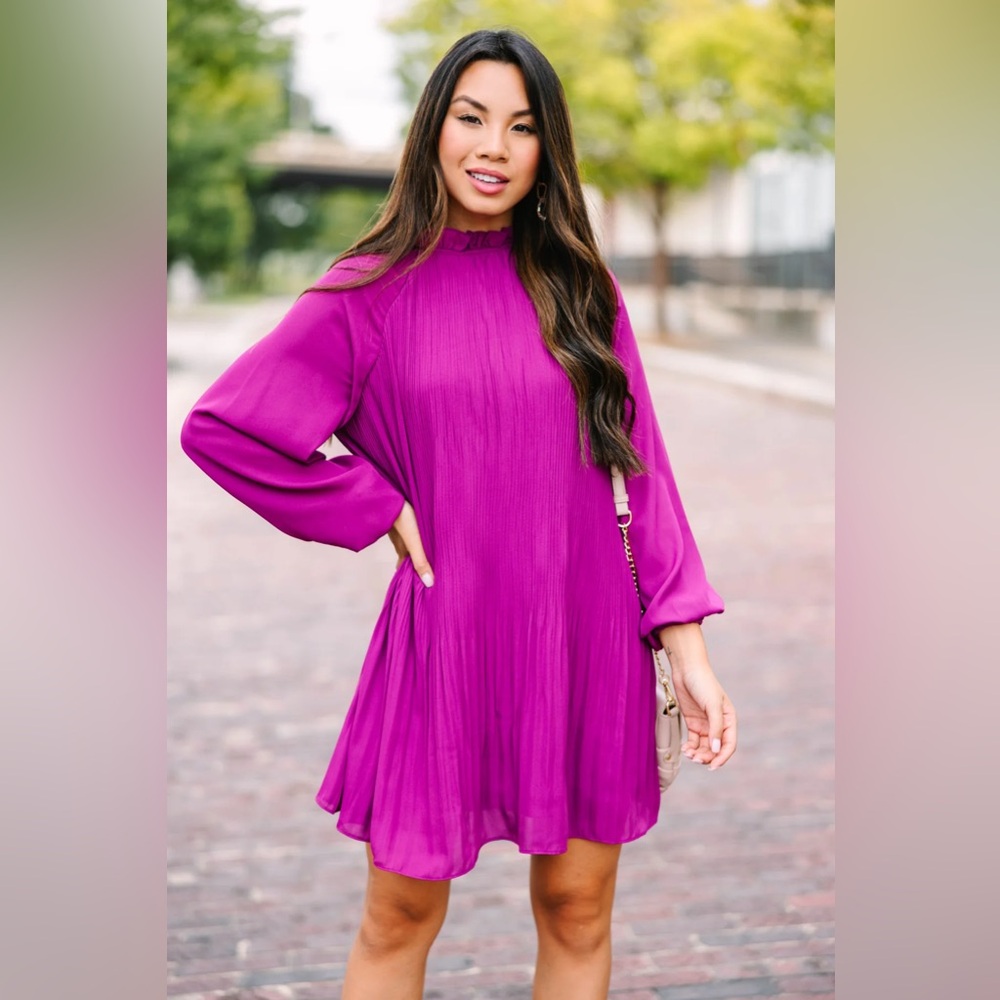 💜💕Orchid Purple Pleated Dress💕💜